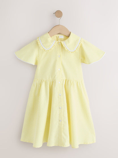 Dsiney Kidz - Yellow Gingham Cotton Rich Angel Sleeve School Dress (3-14yrs) image 7