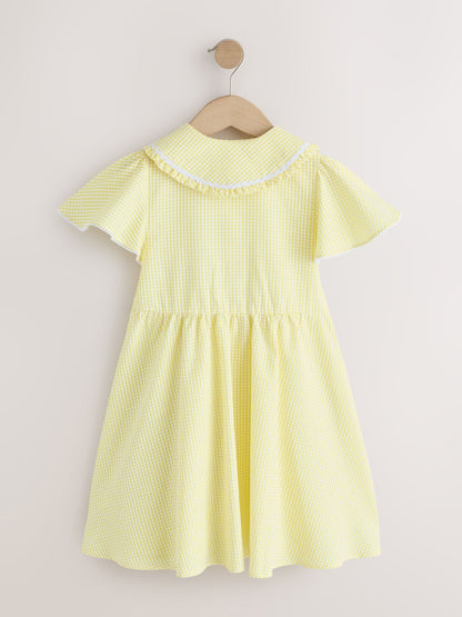 Dsiney Kidz - Yellow Gingham Cotton Rich Angel Sleeve School Dress (3-14yrs) image 8