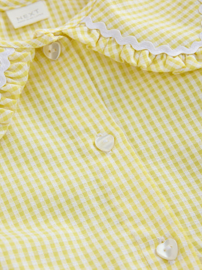Dsiney Kidz - Yellow Gingham Cotton Rich Angel Sleeve School Dress (3-14yrs) image 9