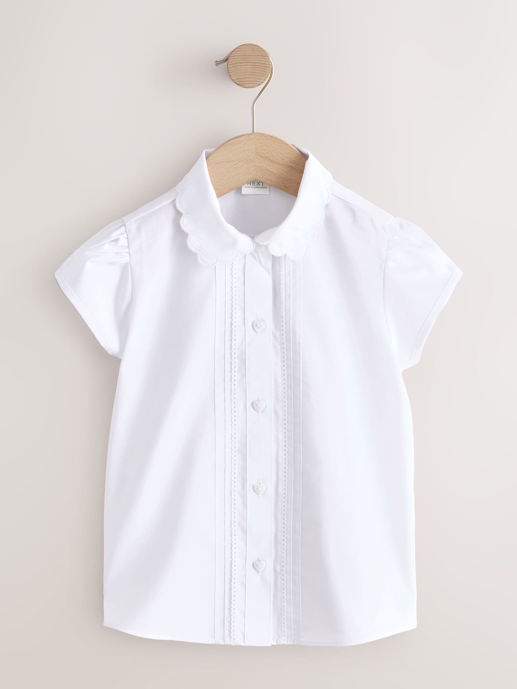 Dsiney Kidz - White Girls  Cotton Rich Scalloped Collar School Shirts 2 Pack (3-14yrs) image 2