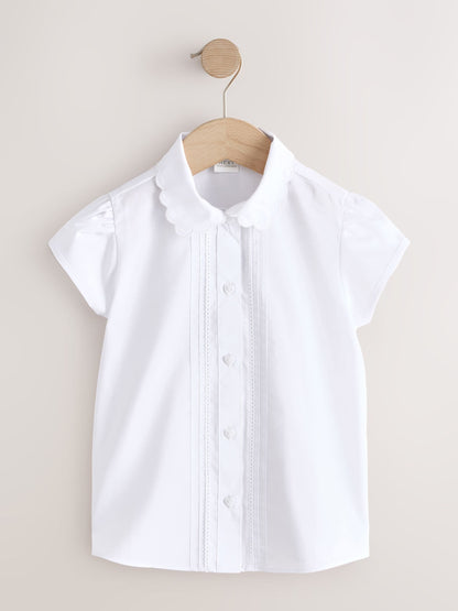 Dsiney Kidz - White Girls  Cotton Rich Scalloped Collar School Shirts 2 Pack (3-14yrs) image 2