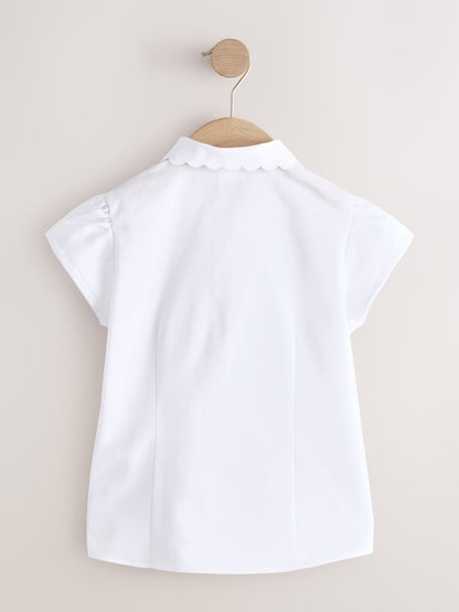 Dsiney Kidz - White Girls  Cotton Rich Scalloped Collar School Shirts 2 Pack (3-14yrs) image 3