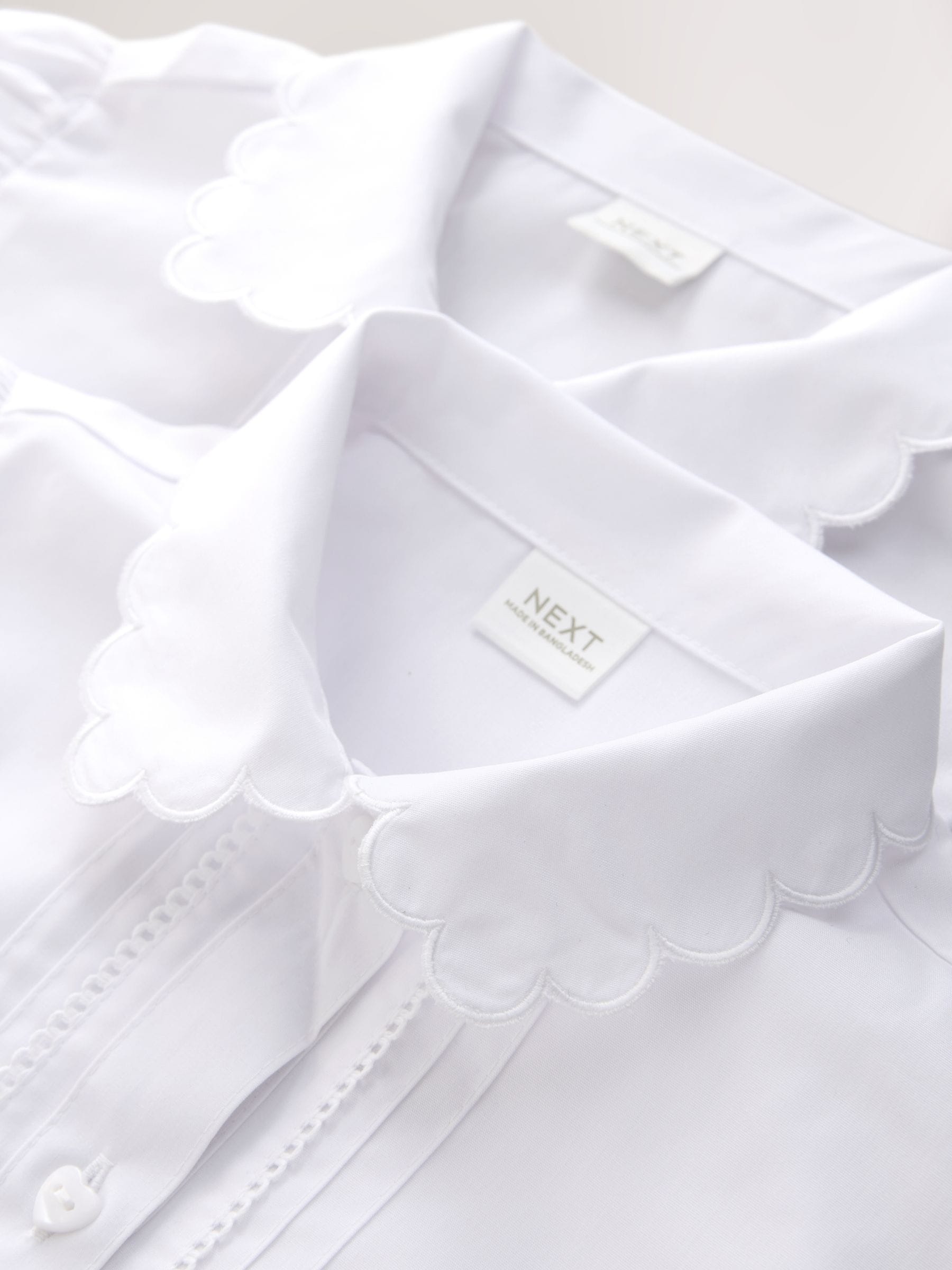 Dsiney Kidz - White Girls  Cotton Rich Scalloped Collar School Shirts 2 Pack (3-14yrs) image 4