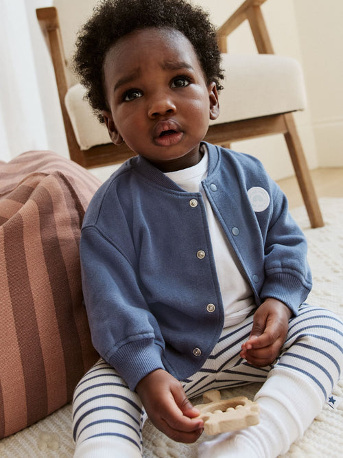 Blue Jersey Jacket, Bodysuit and Leggings Baby Set 3 Piece (0mths-2yrs) image 1