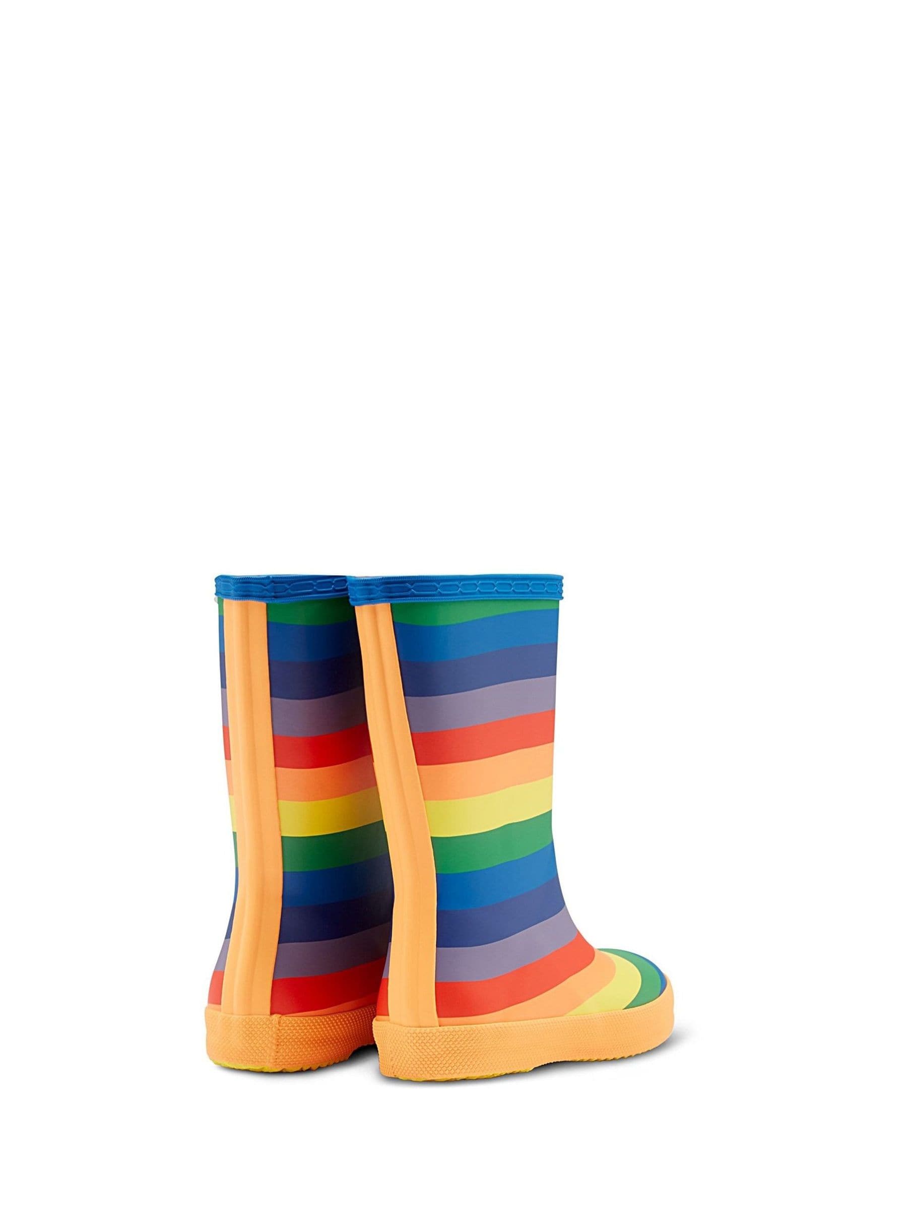 Hunter Yellow Original First Classic Rainbow Print Wellington Boots image 3