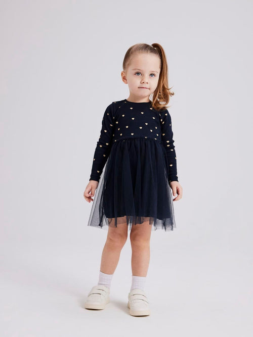 Dsiney Kidz - Name It Black Tulle And Jersey Dress With Gold Hearts image 1
