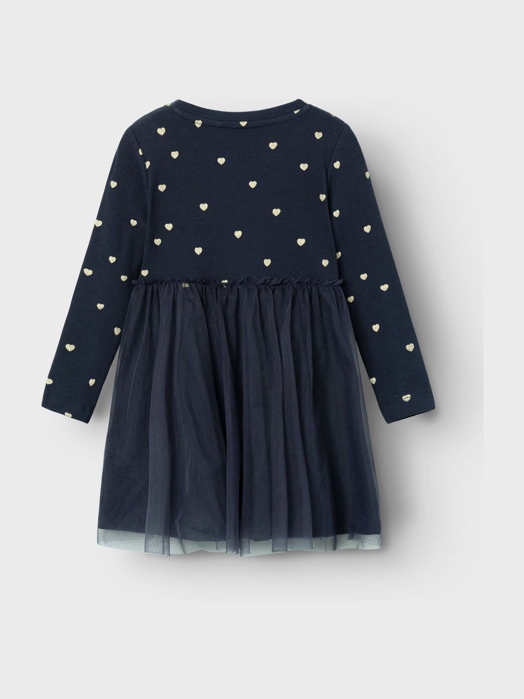 Name It Black Tulle And Jersey Dress With Gold Hearts image 2