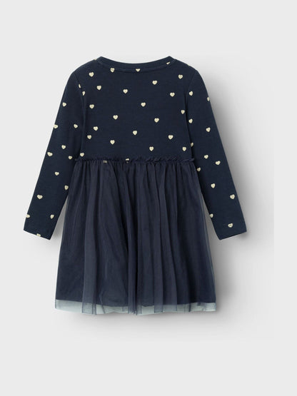 Name It Black Tulle And Jersey Dress With Gold Hearts image 2