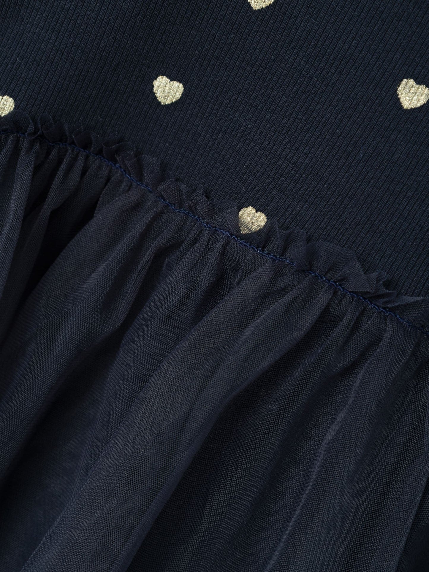 Name It Black Tulle And Jersey Dress With Gold Hearts image 3