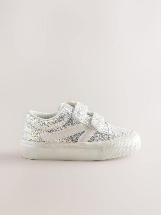 Dsiney Kidz - Silver/White Glitter Standard Fit (F) Touch Fastening Trainers image 2