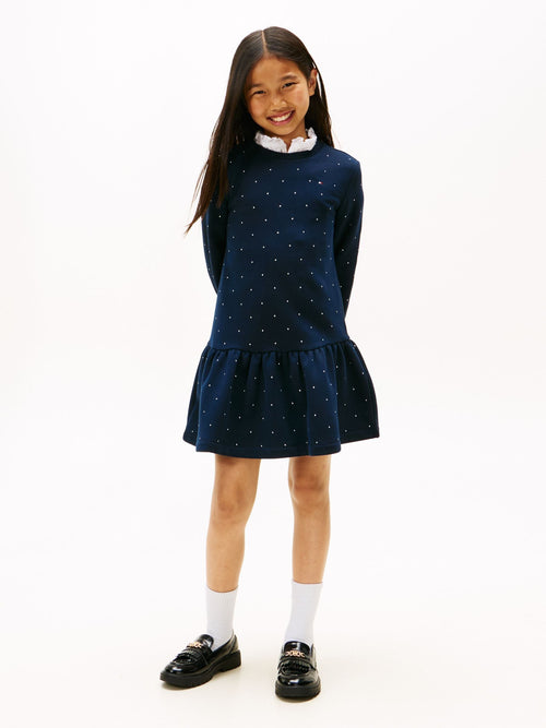 Dsiney Kidz - Tommy Hilfiger Blue Festive Stud Relaxed Fleece Skater Dress image 1