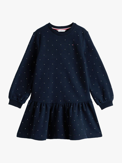 Tommy Hilfiger Blue Festive Stud Relaxed Fleece Skater Dress image 5