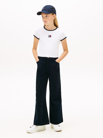 Tommy Hilfiger White Heritage Flag Ribbed Extra Slim T-Shirt image 3