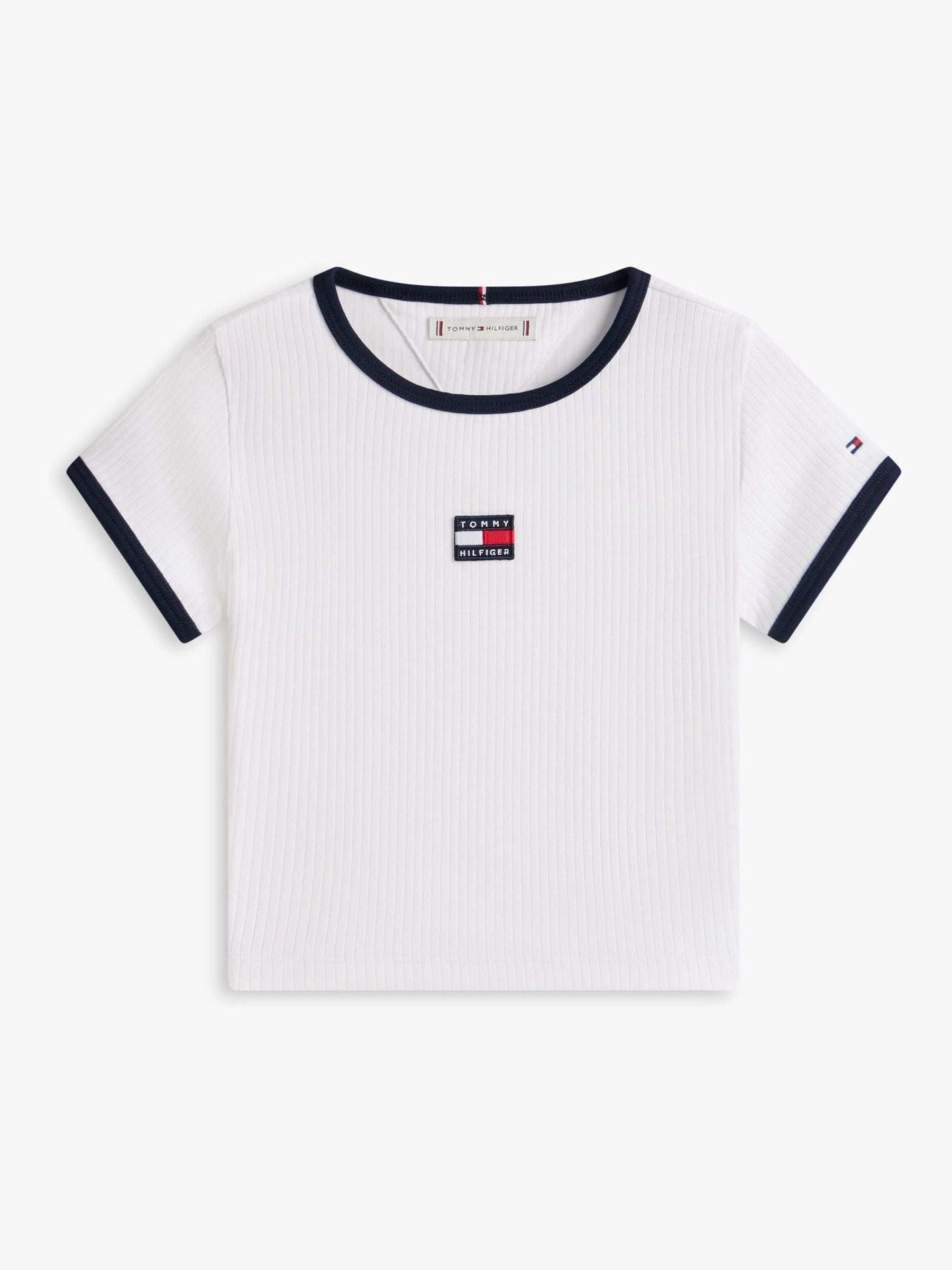 Tommy Hilfiger White Heritage Flag Ribbed Extra Slim T-Shirt image 6