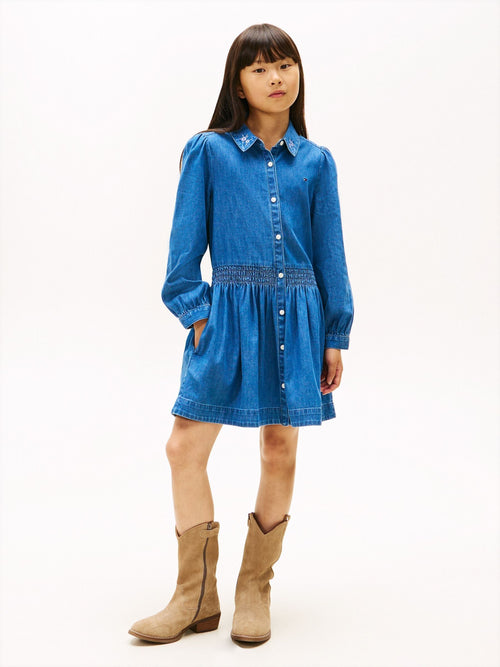 Tommy Hilfiger Blue Embroidery Flower Shirt Dress image 1