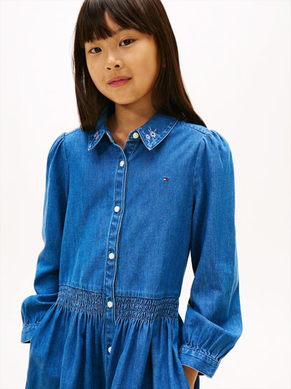 Tommy Hilfiger Blue Embroidery Flower Shirt Dress image 3