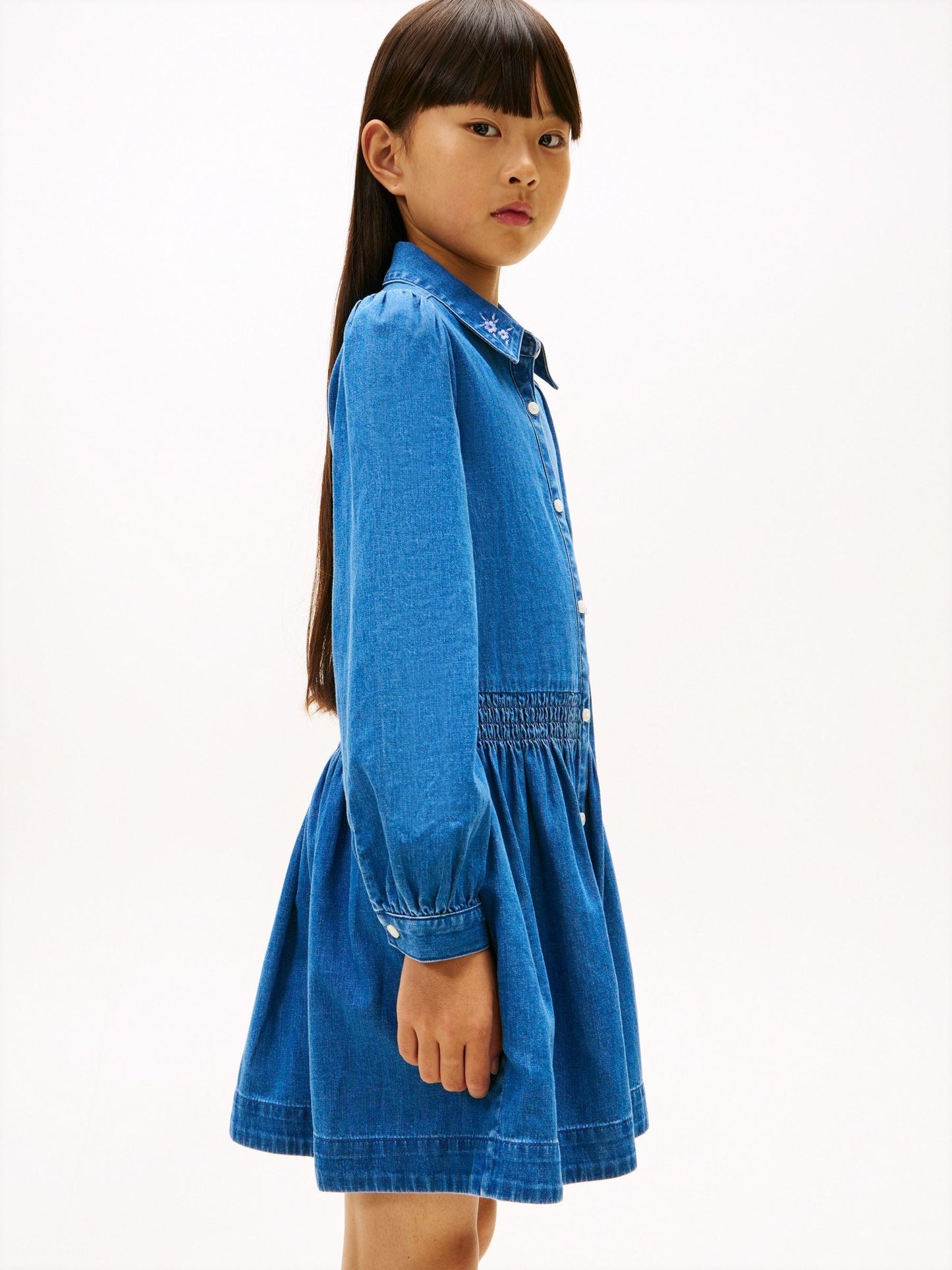 Tommy Hilfiger Blue Embroidery Flower Shirt Dress image 4
