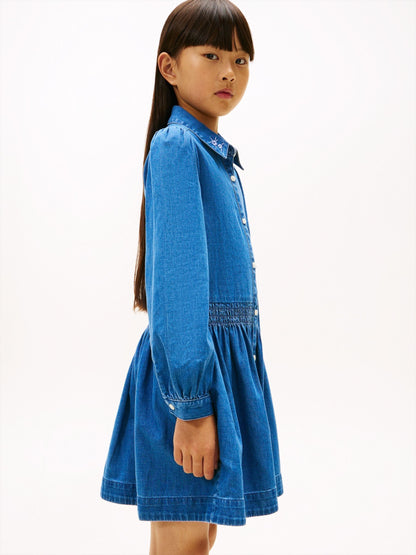 Tommy Hilfiger Blue Embroidery Flower Shirt Dress image 4