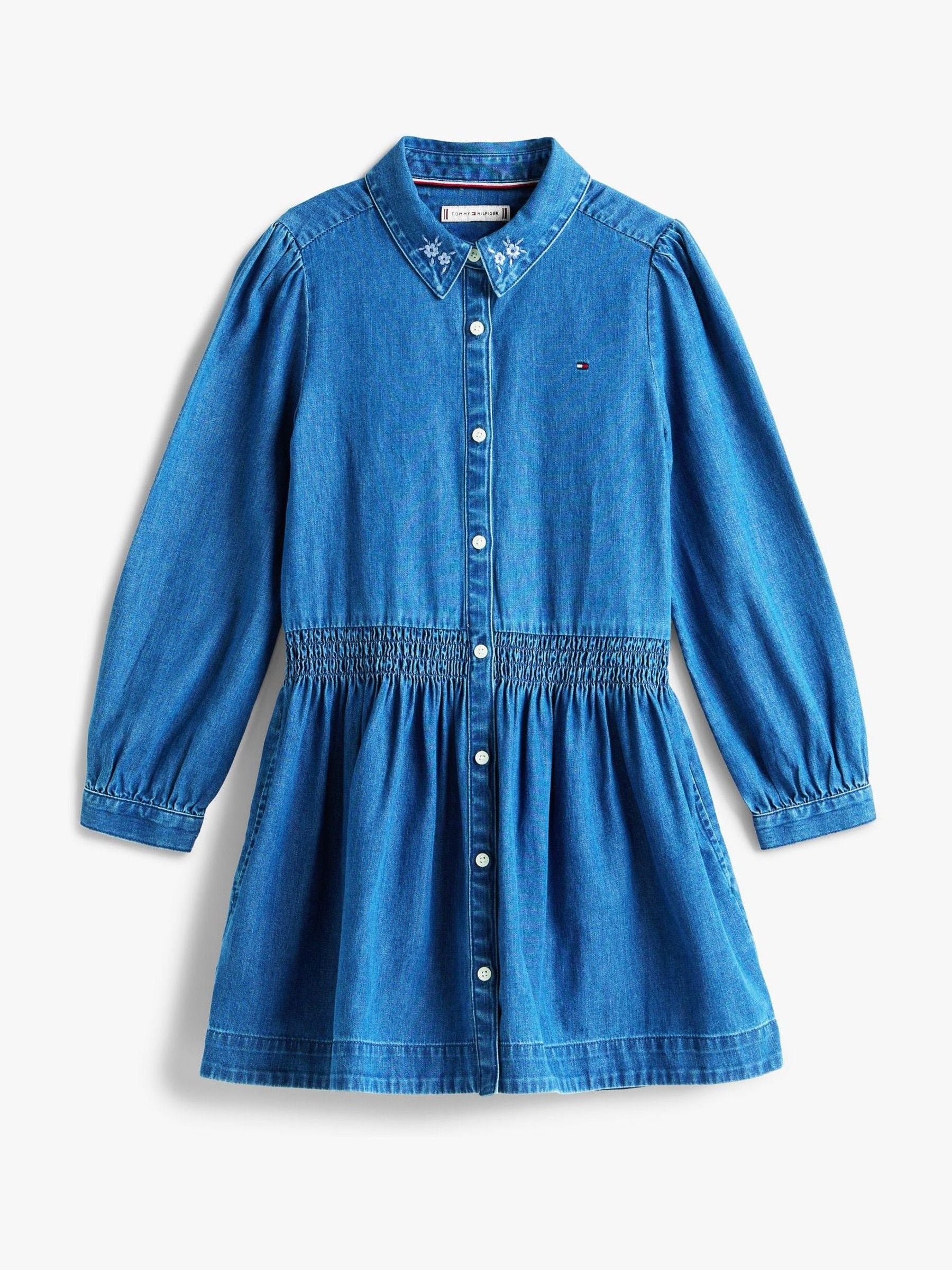 Tommy Hilfiger Blue Embroidery Flower Shirt Dress image 5