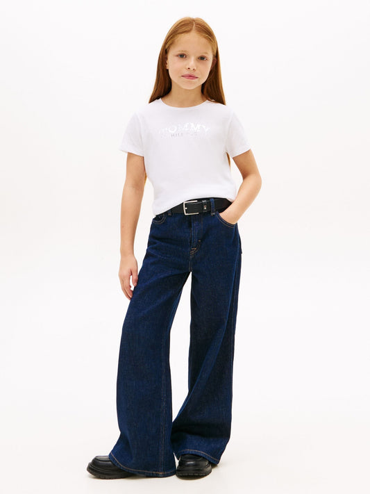 Tommy Hilfiger White Metallic Logo Slim Crew Neck T-Shirt image 2