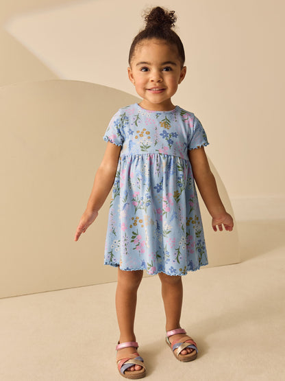 Blue Unicorn Short Sleeve Ribbed Dress (3mths-7yrs) image 2