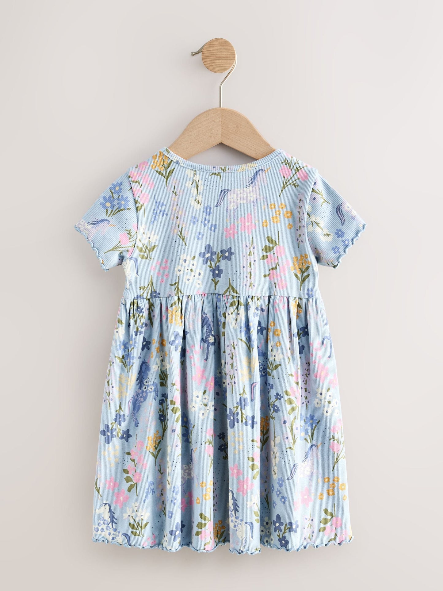 Blue Unicorn Short Sleeve Ribbed Dress (3mths-7yrs) image 5