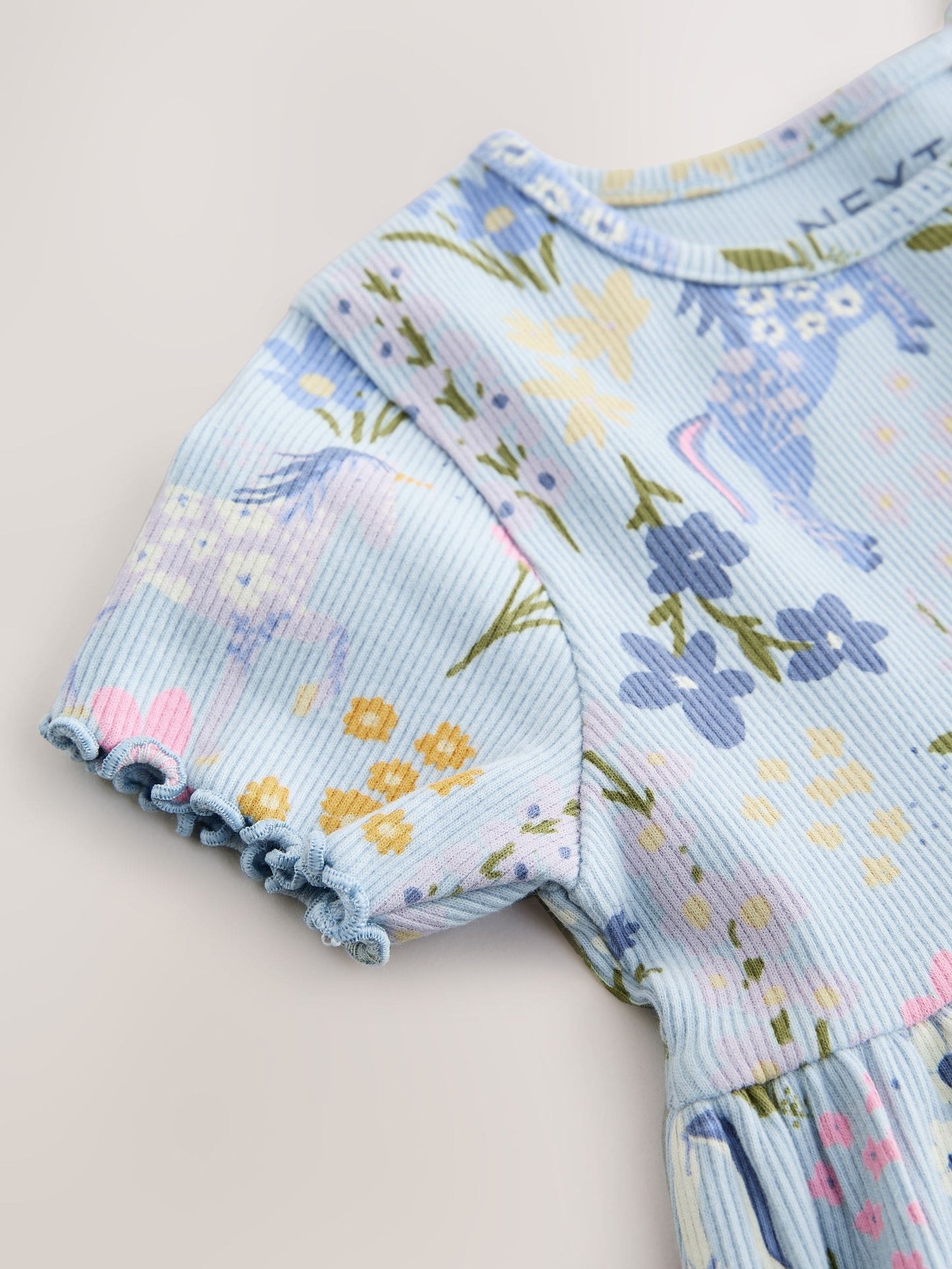 Blue Unicorn Short Sleeve Ribbed Dress (3mths-7yrs) image 7