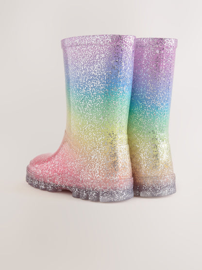 Multi Rainbow Glitter Wellies image 2