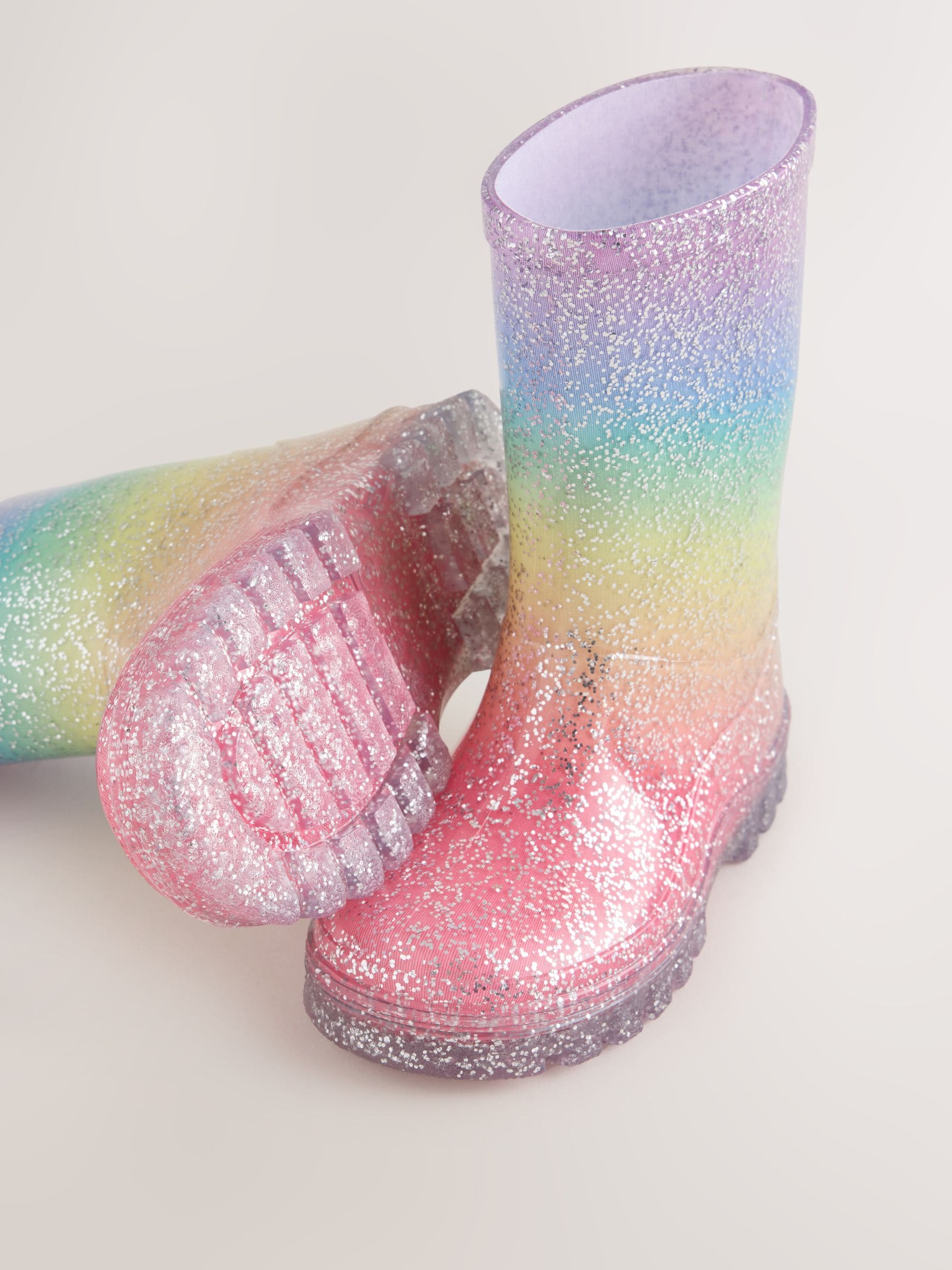 Multi Rainbow Glitter Wellies image 4