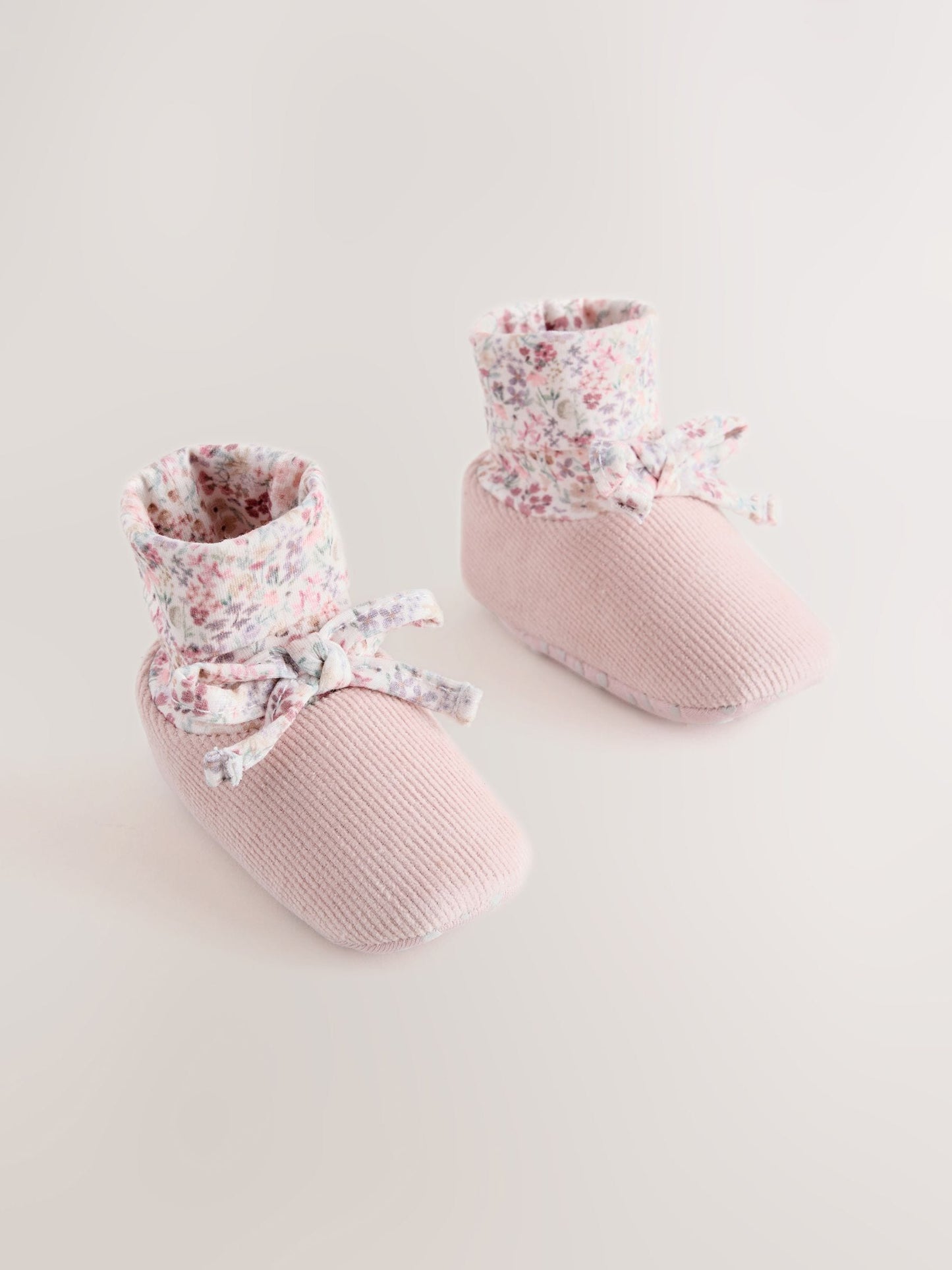Pink Floral Baby Sock Top Boots (0-18mths) image 1