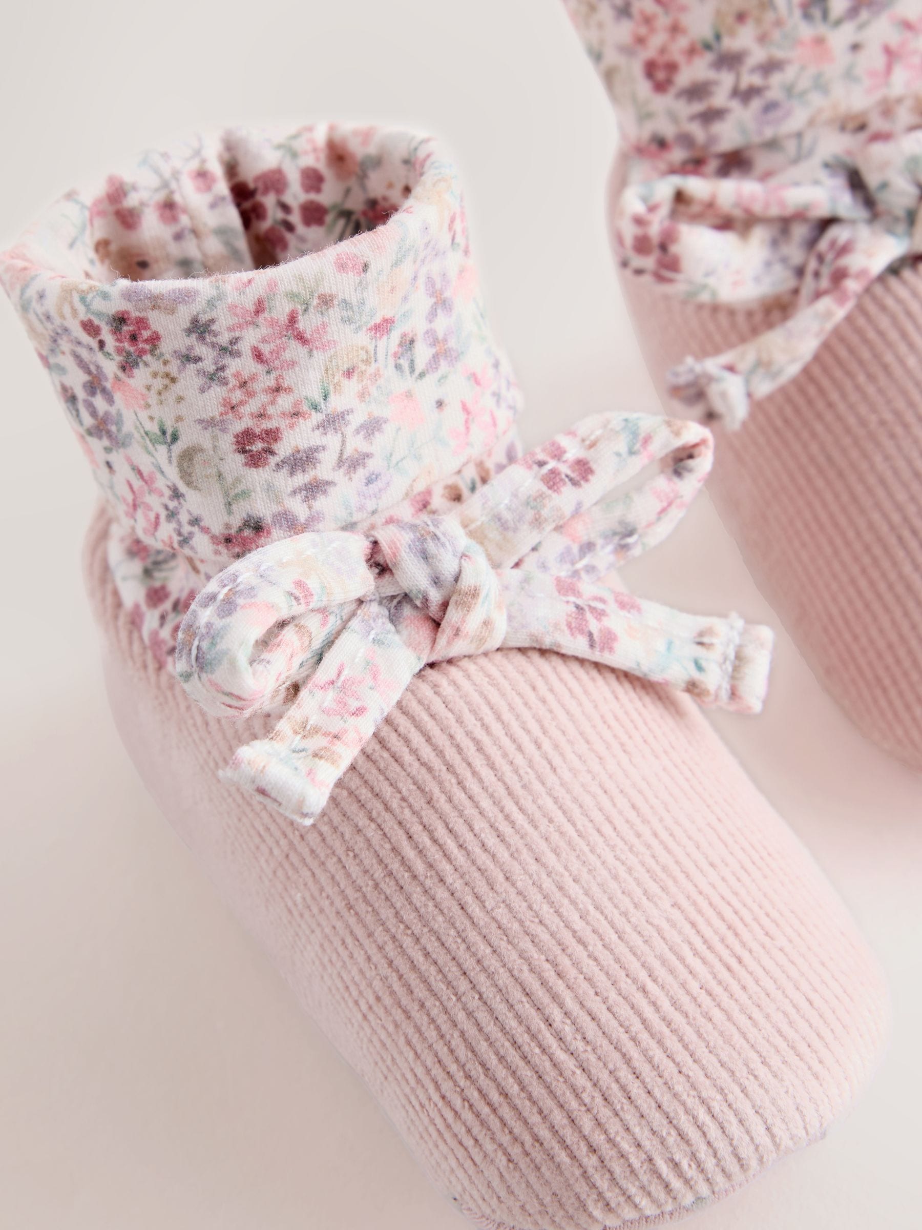 Pink Floral Baby Sock Top Boots (0-18mths) image 3