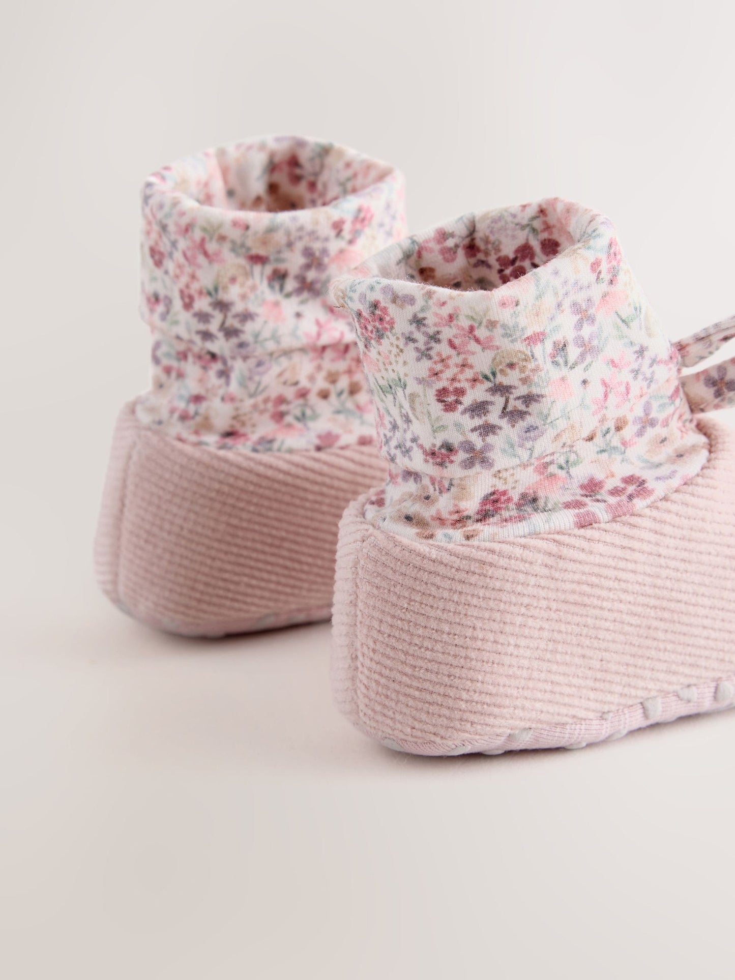 Pink Floral Baby Sock Top Boots (0-18mths) image 4