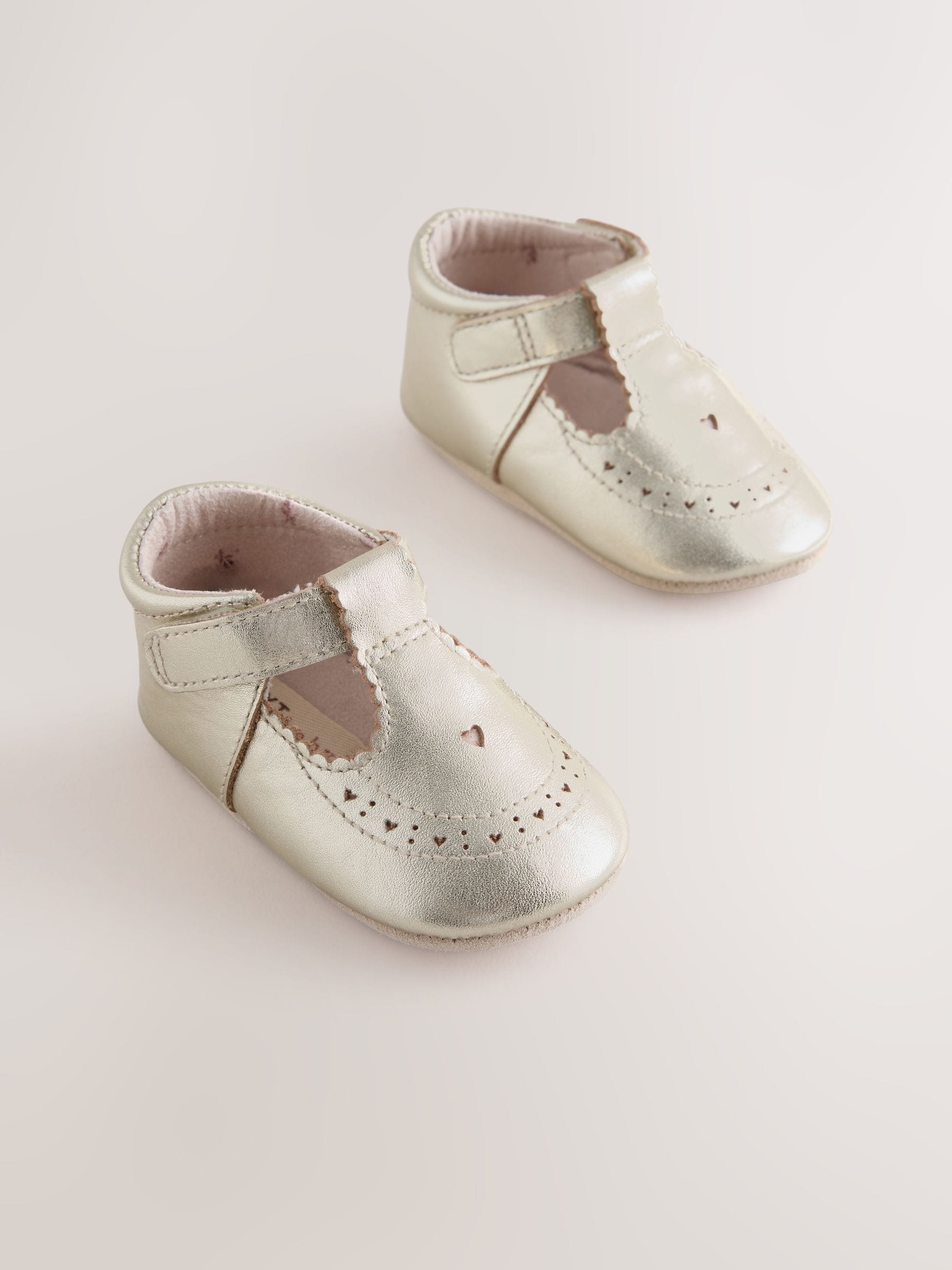 Gold Leather Baby T-Bar Shoes (0-24mths) image 1