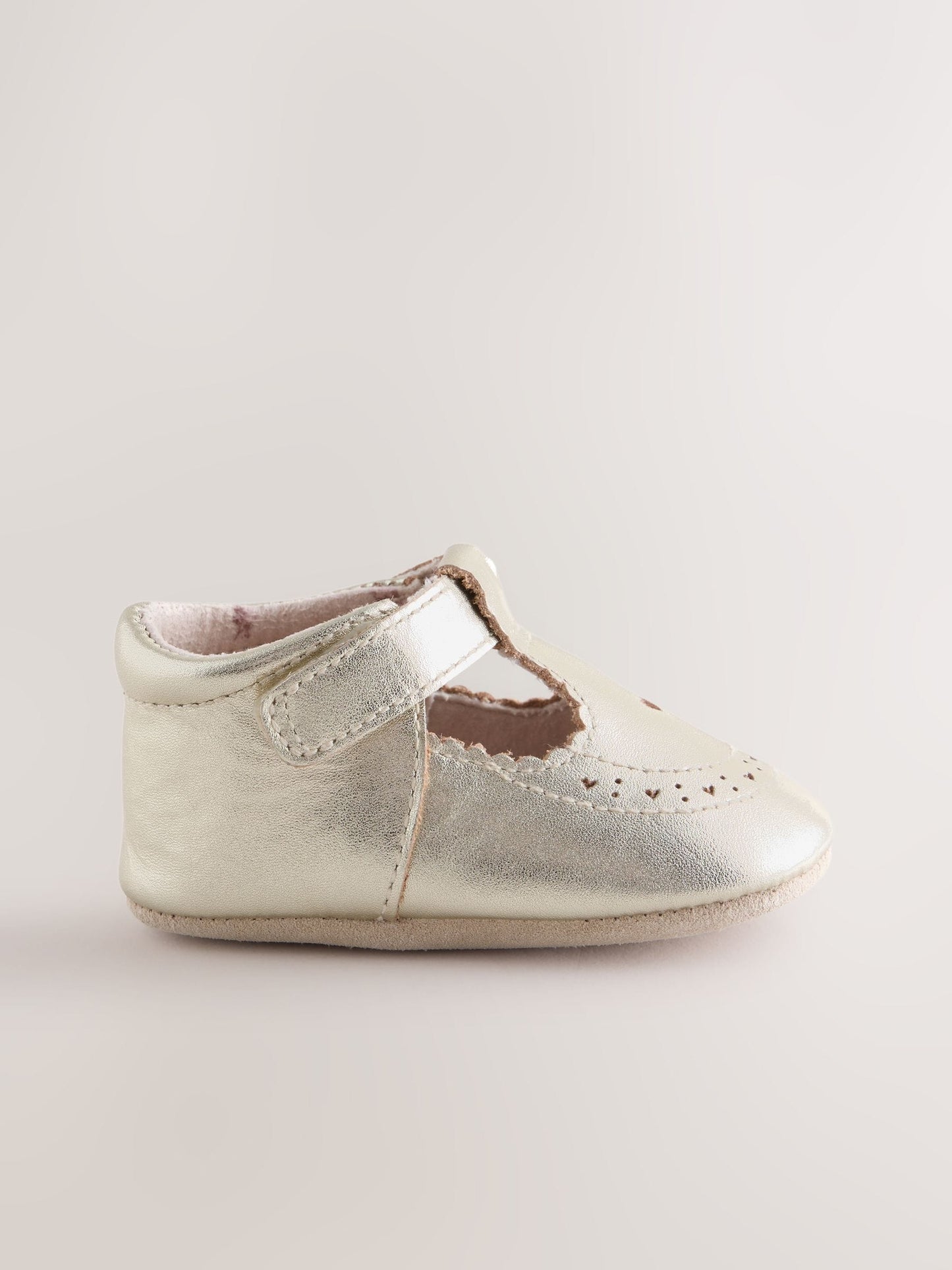 Gold Leather Baby T-Bar Shoes (0-24mths) image 2