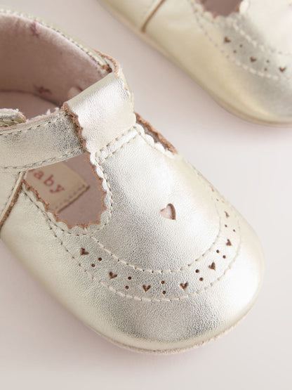 Gold Leather Baby T-Bar Shoes (0-24mths) image 4