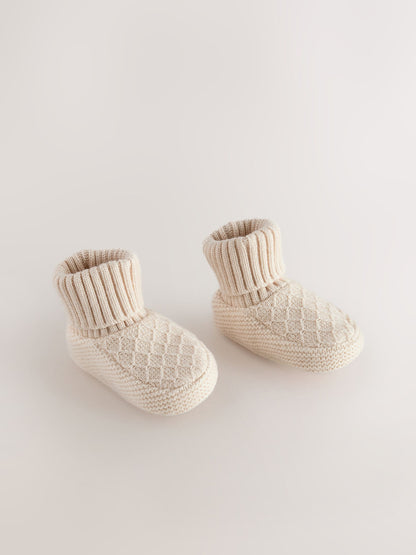 Neutral Knitted Baby Sock Top Boots (0-18mths) image 1