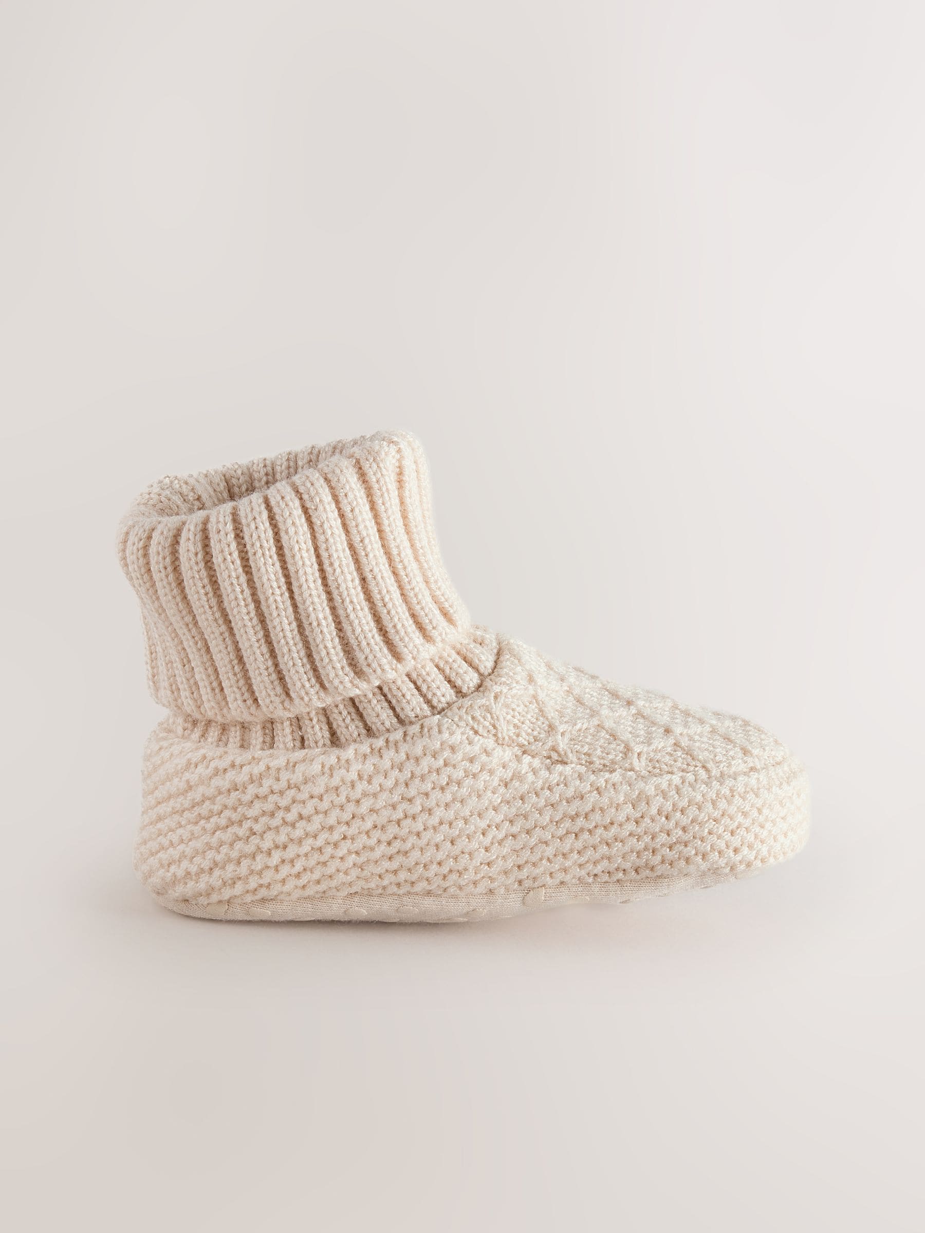 Neutral Knitted Baby Sock Top Boots (0-18mths) image 2