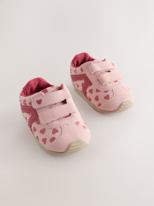 Dsiney Kidz - Pink/Red Hearts Baby Touch Fastening Trainers image 1