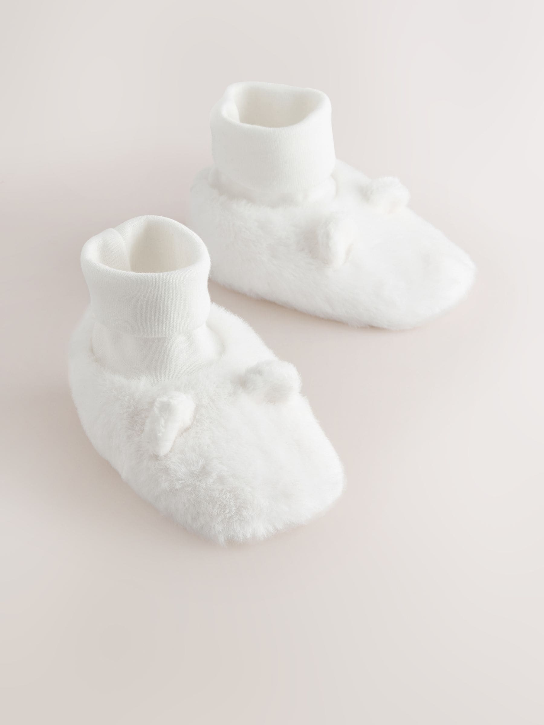 White Fur Bear Baby Sock Top Boots (0-18mths) image 1