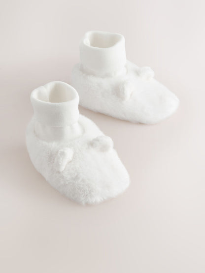White Fur Bear Baby Sock Top Boots (0-18mths) image 1