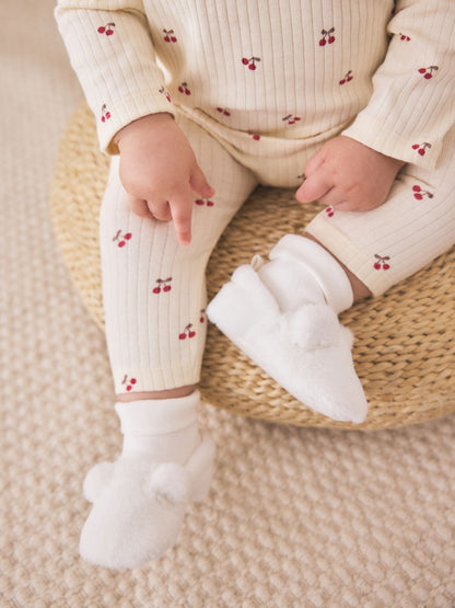 White Fur Bear Baby Sock Top Boots (0-18mths) image 2
