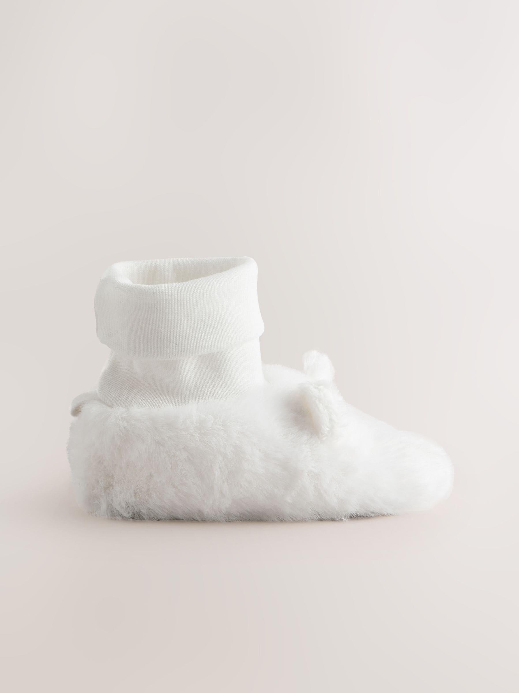 White Fur Bear Baby Sock Top Boots (0-18mths) image 3
