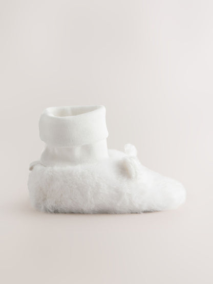 White Fur Bear Baby Sock Top Boots (0-18mths) image 3