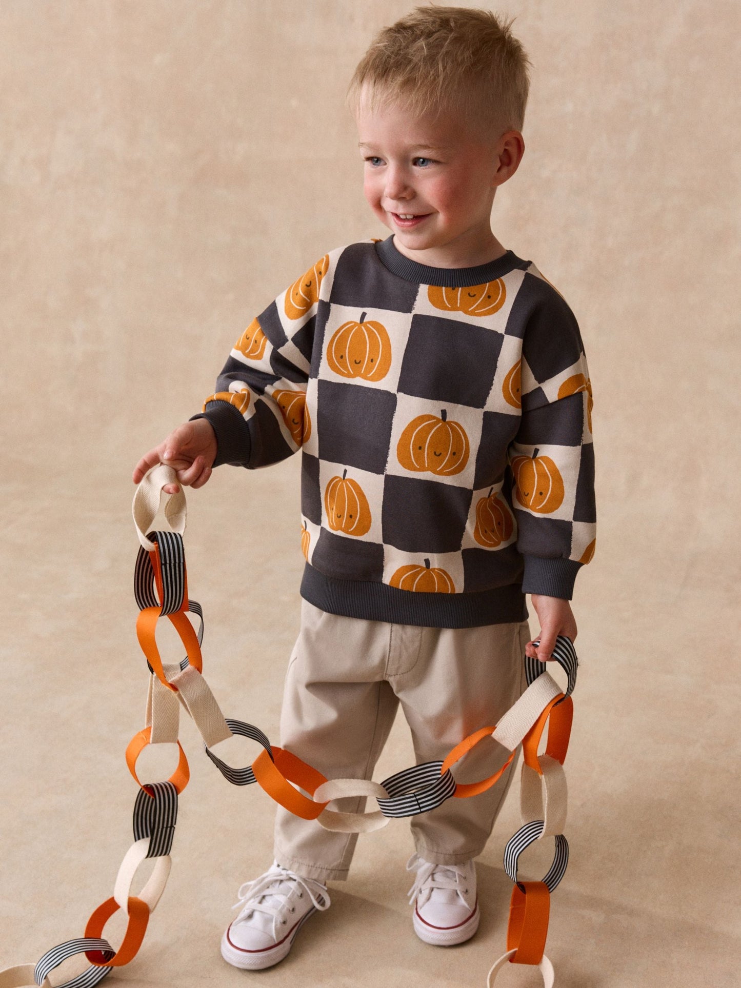 Dsiney Kidz - Grey/Cream Pumpkin All Over Printed Crew Neck Sweat Top (3mths-7yrs) image 2
