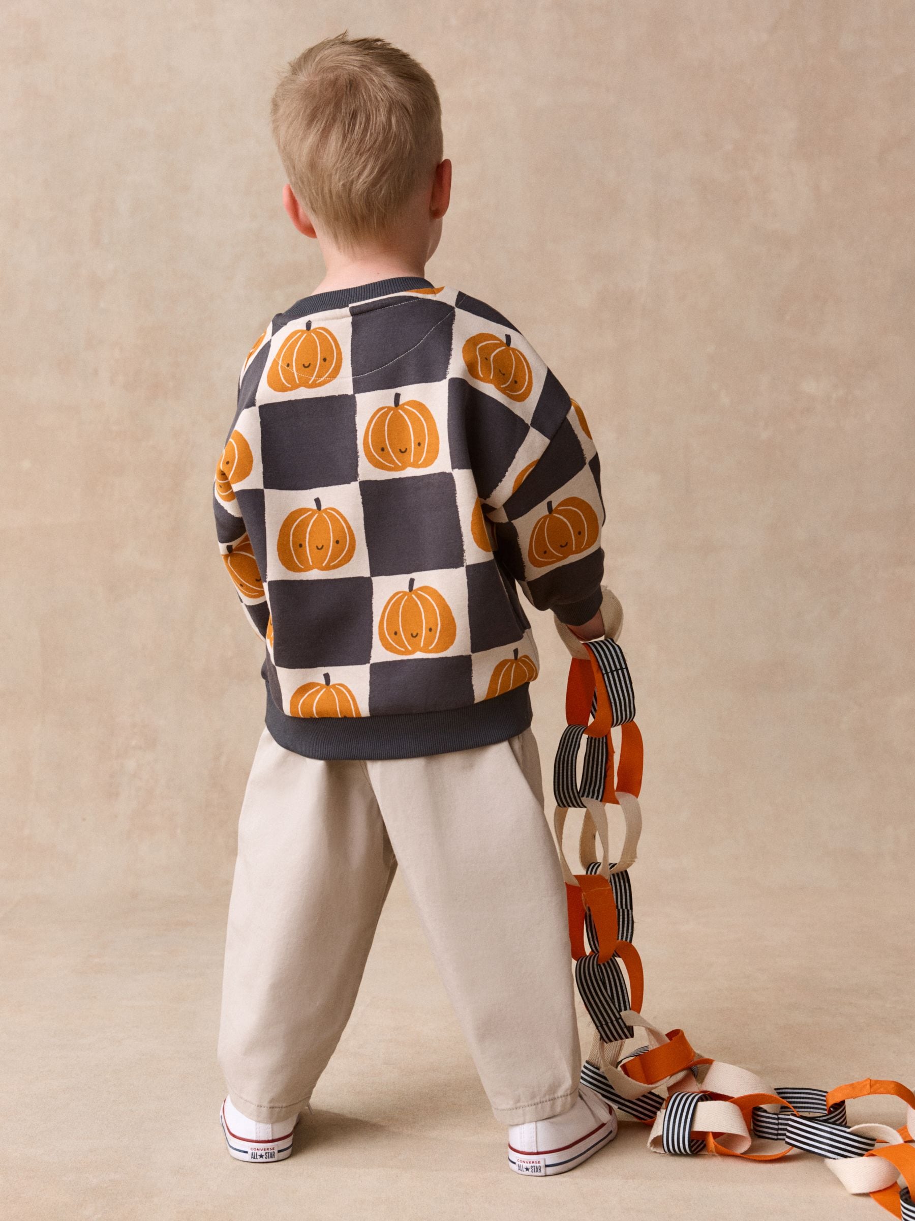 Dsiney Kidz - Grey/Cream Pumpkin All Over Printed Crew Neck Sweat Top (3mths-7yrs) image 3