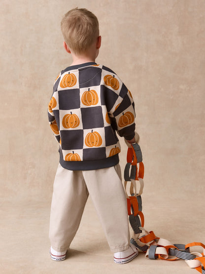 Dsiney Kidz - Grey/Cream Pumpkin All Over Printed Crew Neck Sweat Top (3mths-7yrs) image 3