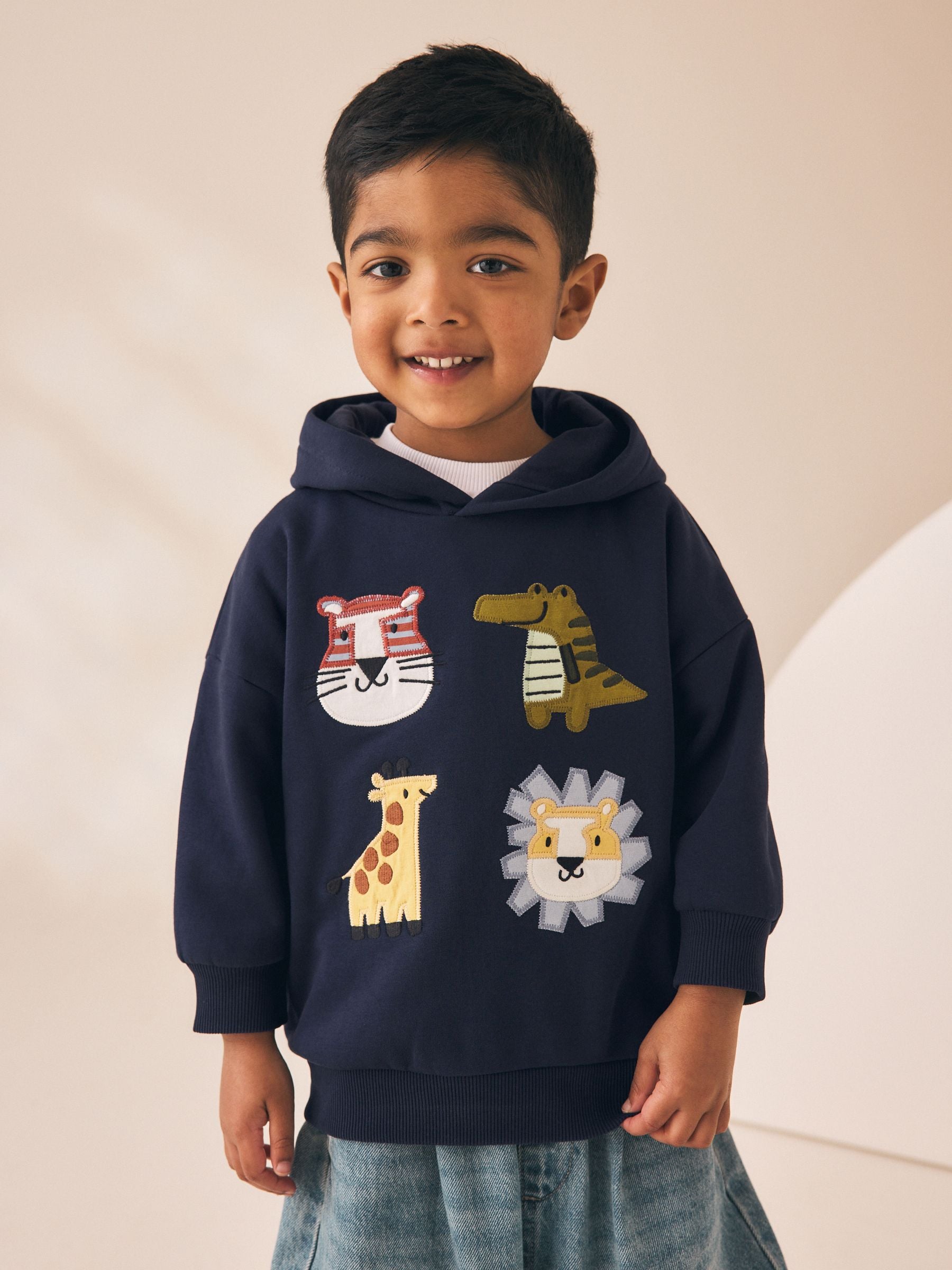 Dsiney Kidz - Navy Applique Sarfai Long Sleeve Hoodie (3mths-7yrs) image 1