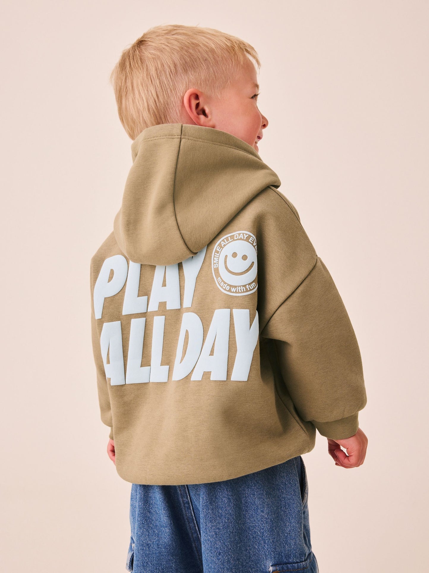 Dsiney Kidz - Taupe Brown Printed Slogan Long Sleeve Hoodie (3mths-7yrs) image 1