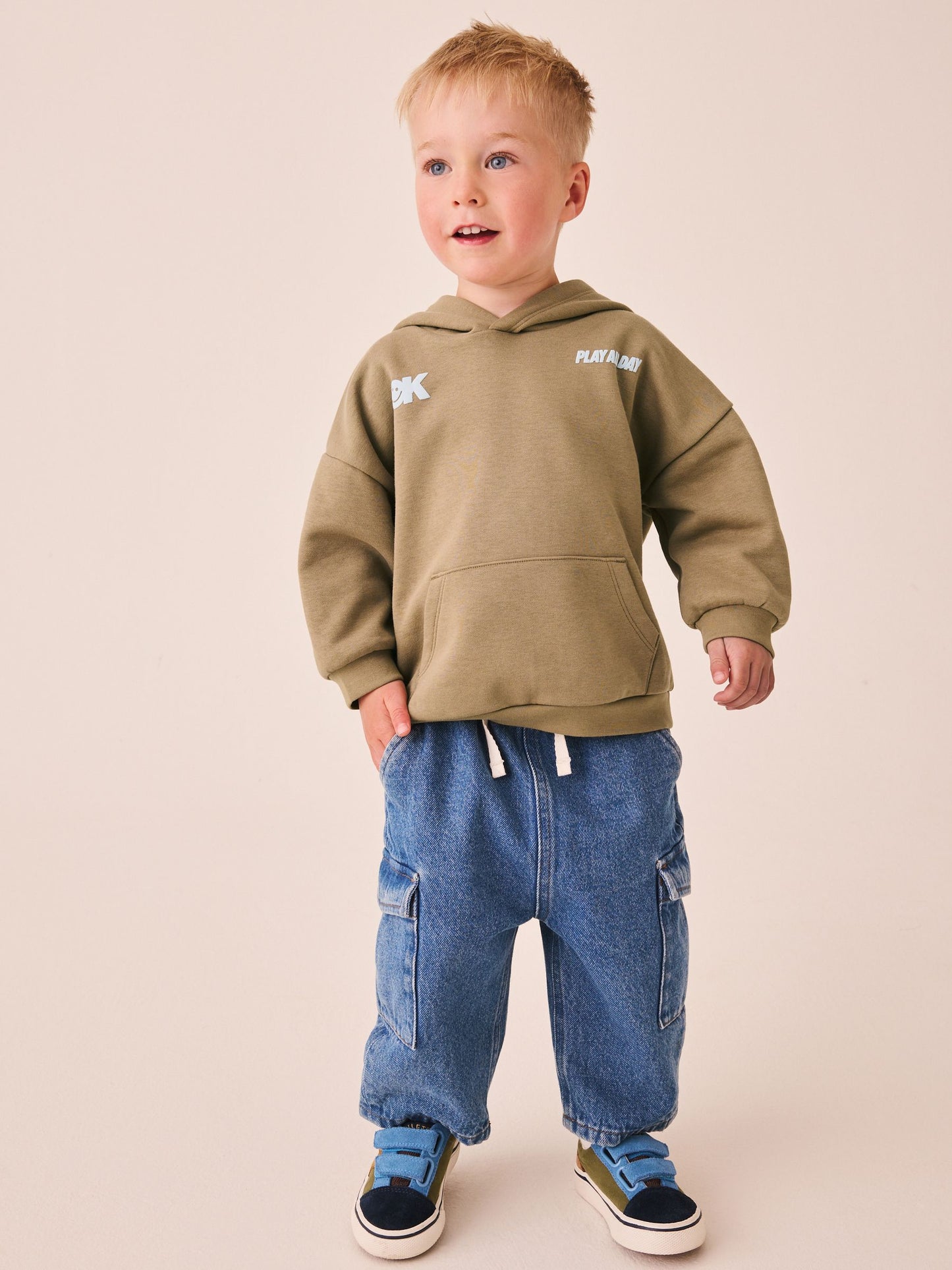 Dsiney Kidz - Taupe Brown Printed Slogan Long Sleeve Hoodie (3mths-7yrs) image 2