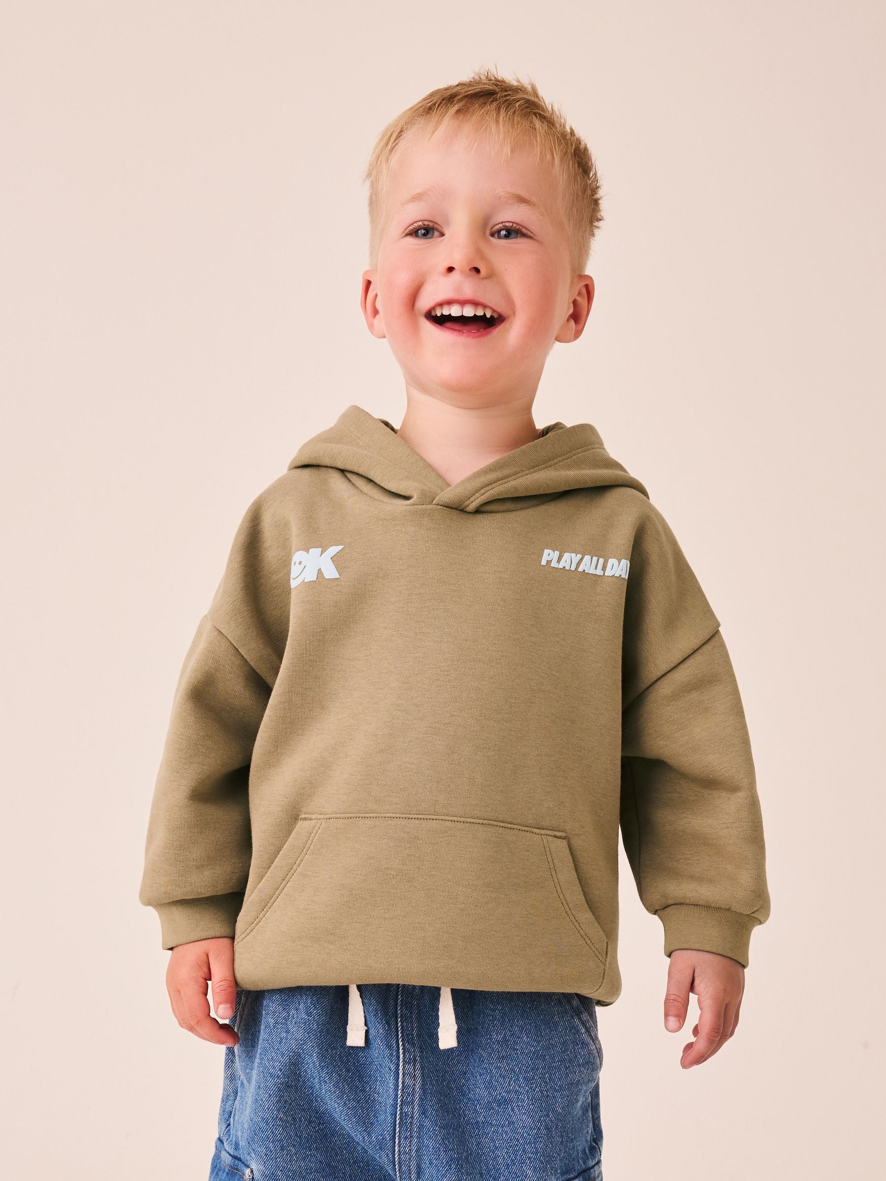 Dsiney Kidz - Taupe Brown Printed Slogan Long Sleeve Hoodie (3mths-7yrs) image 3